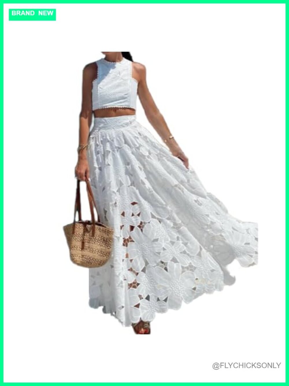 Womens Lace Maxi Skirt Set Sleeveless Crop Vest Top Beach Vacation Outfit
